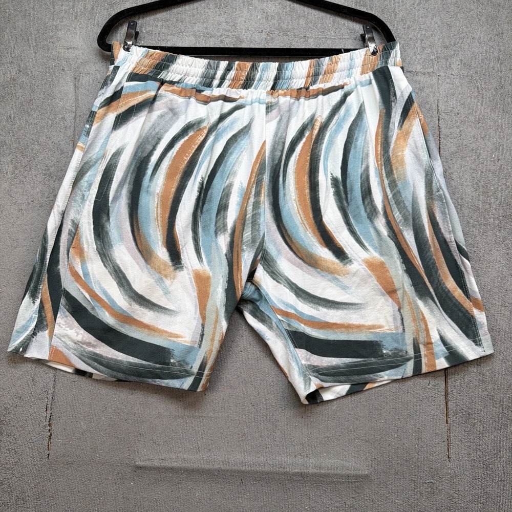 Shore Shorts Mens XL Abstract Print Elastic Waist Lined‎ USA Made Resort